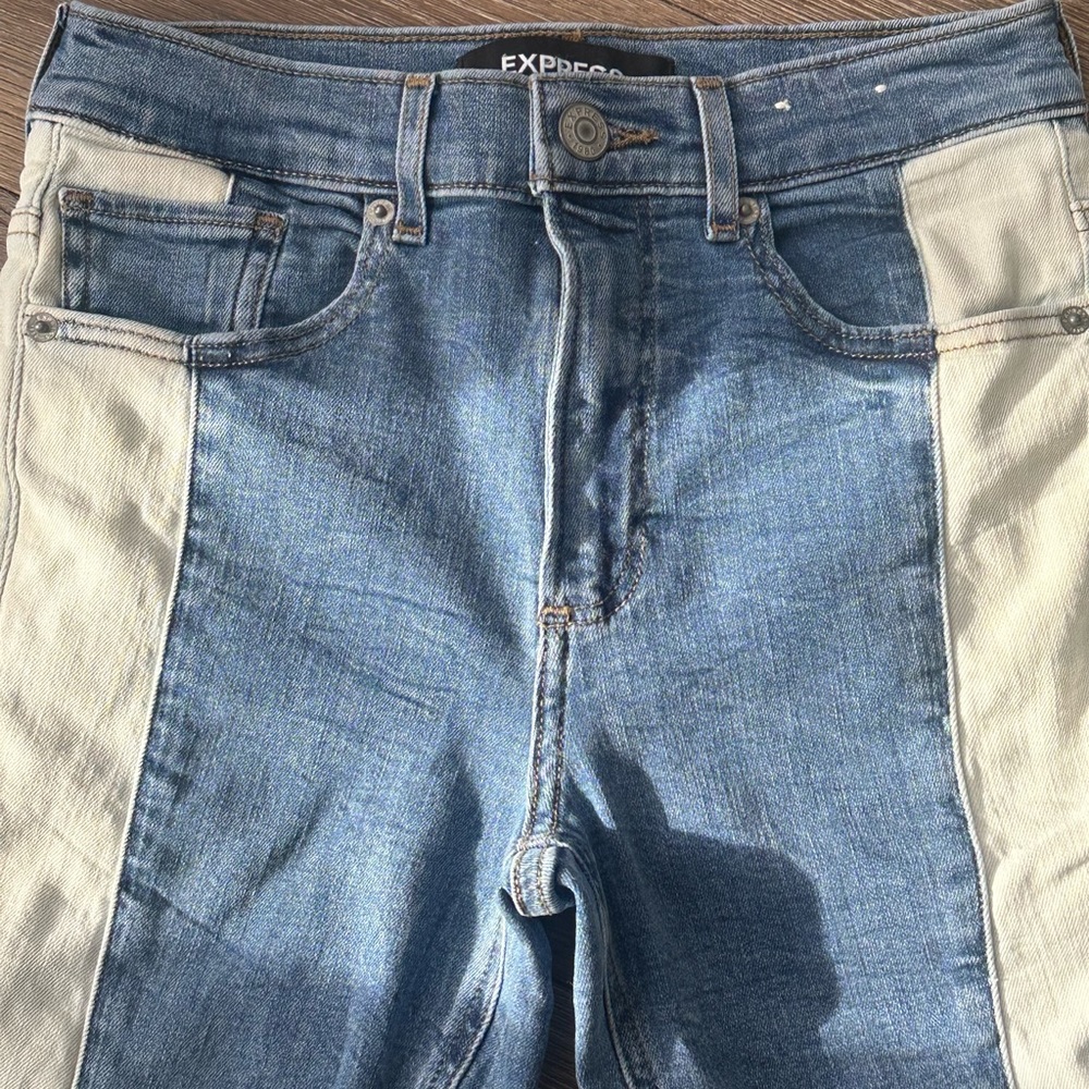 Express High Rise Two Tone Skinny Jeans (size xs) - Picture 4 of 4
